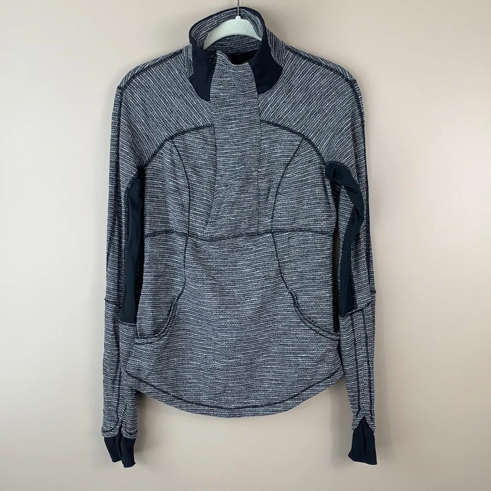 Lululemon heathered black gray long sleeve 1/4 zip top sz 8